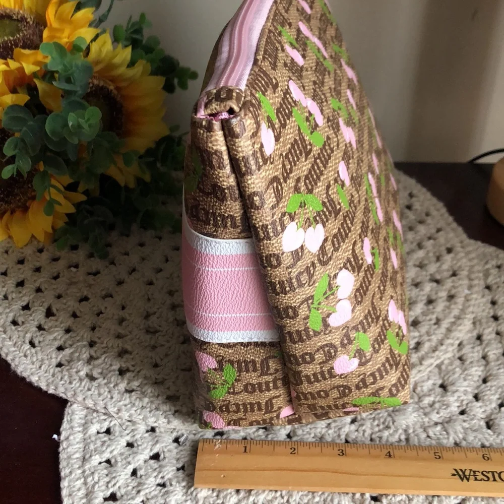 Juicy Couture Pink and Brown Logo Cosmetic Bag